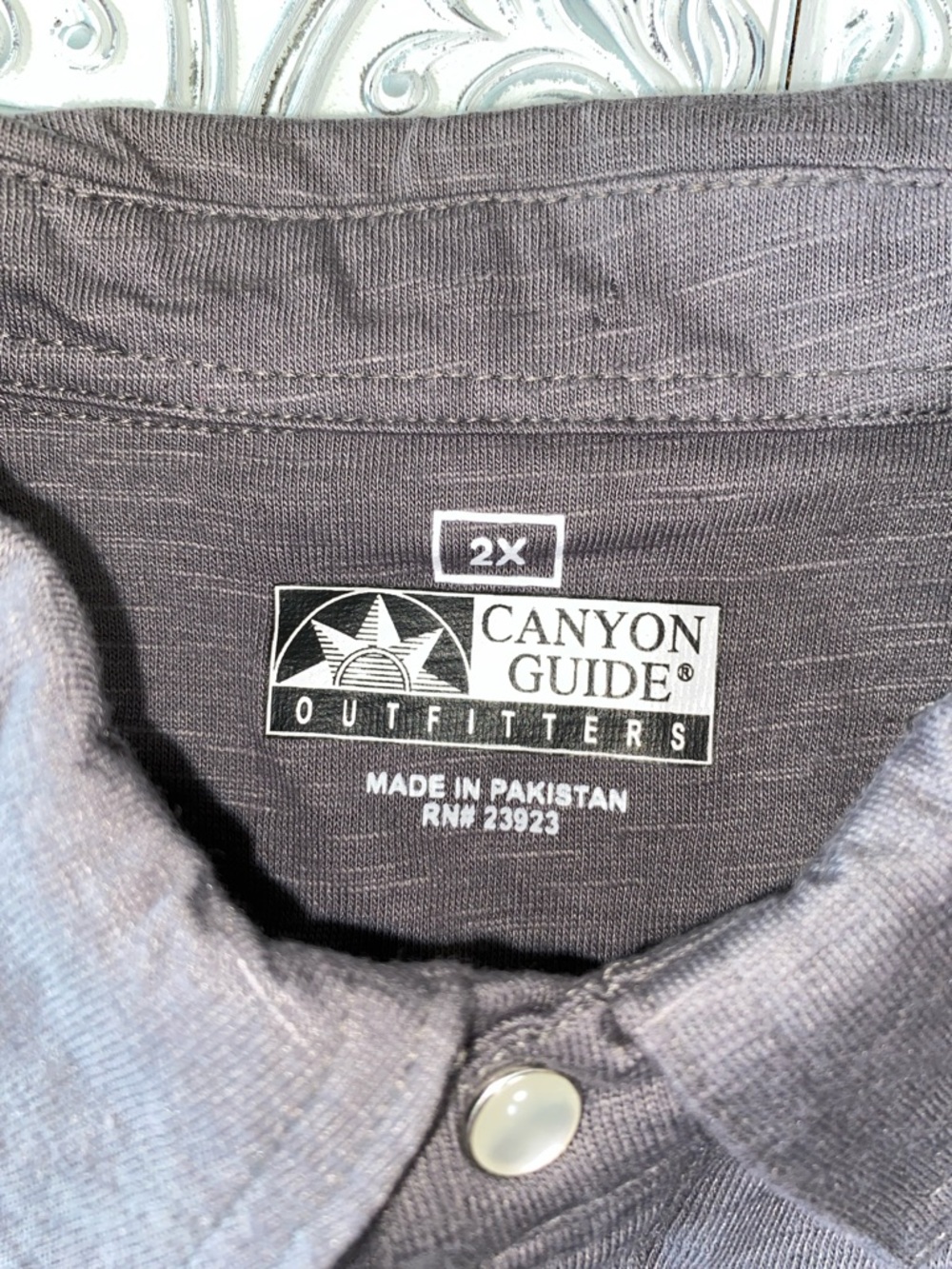 Canyon Guide Outfitters Western Polo Mens 2X Gray Pearl Snap Short Sleeve NWT - Picture 5 of 6